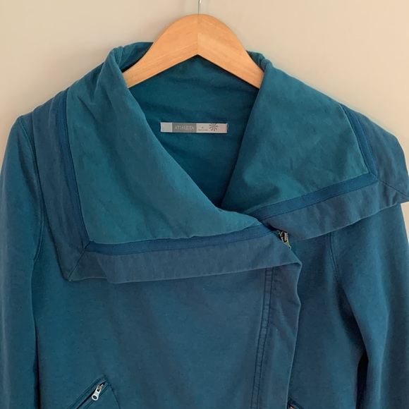 Athleta On The Move Asymmetrical Zip Cotton Modal Sweatshirt Jacket Medium - Picture 2 of 8